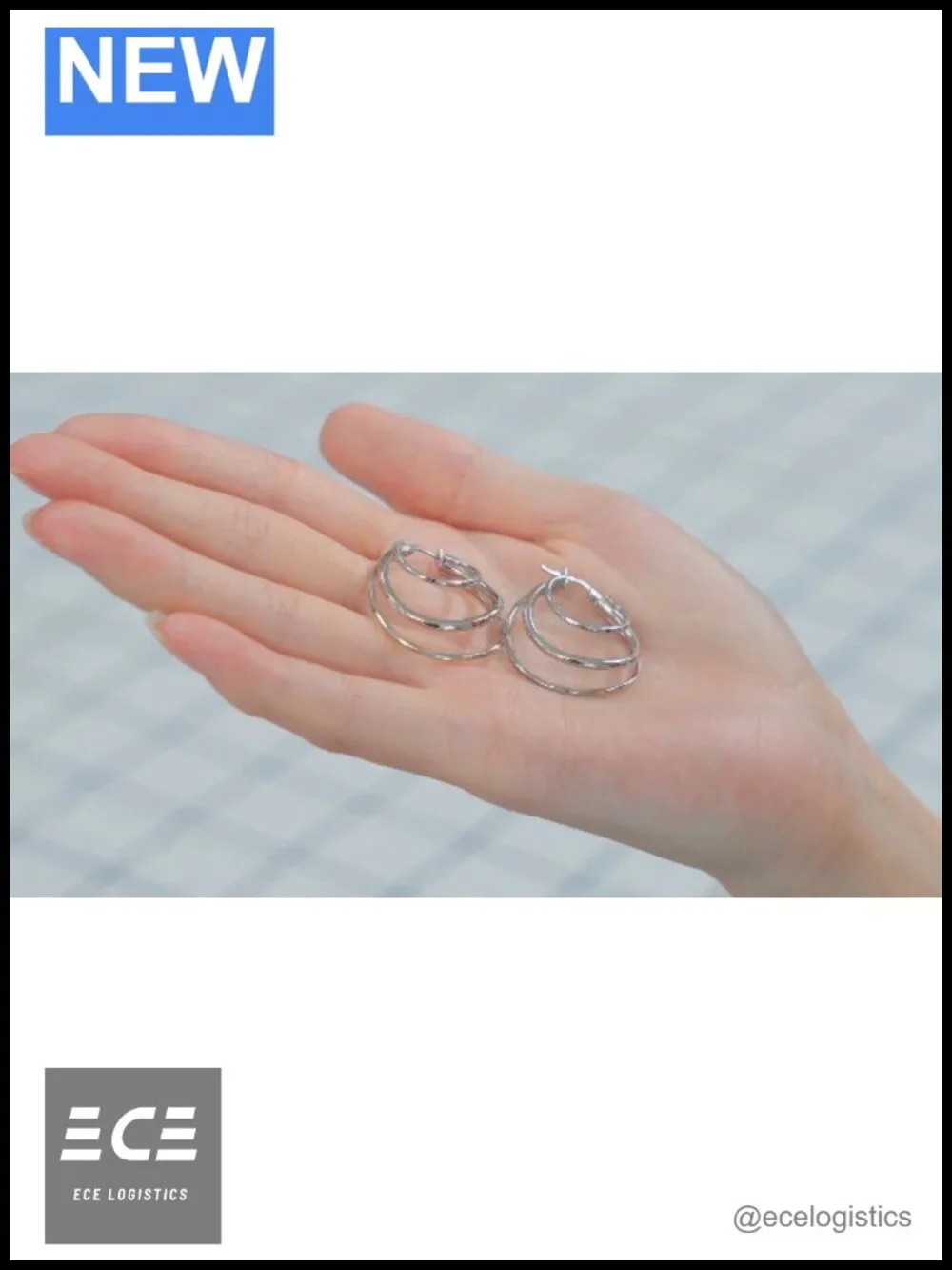 14K White Gold Plated S925 Silver Thick Hoop Earrings Everyday